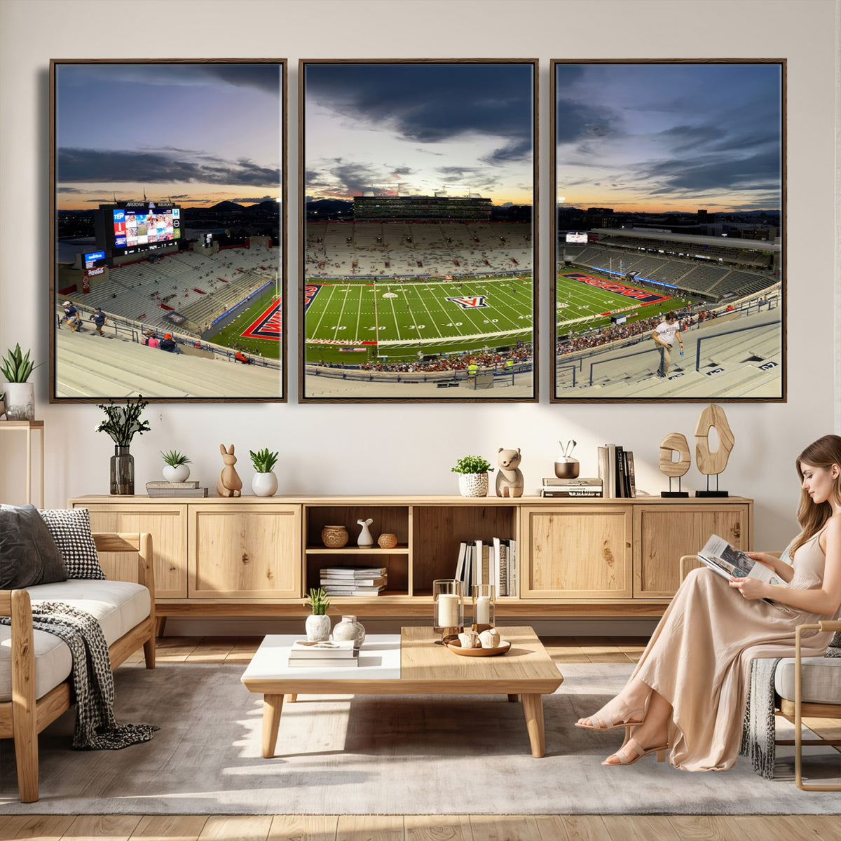24339-MGV-CV-36X24 - Arizona Wildcats Football Team Print - Tucson Arizona Stadium Wall Art Canvas Print
