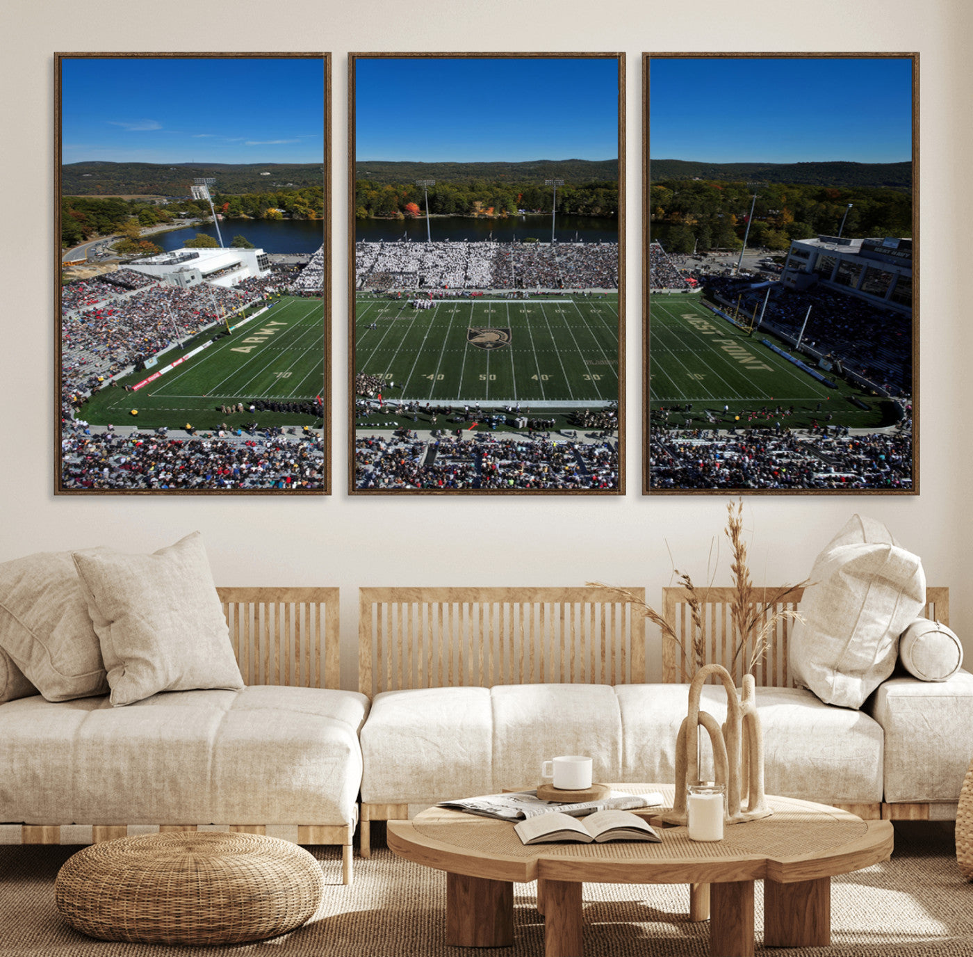 52056-MGV-FC-60X30-3P_Walnut-Army Black Knights Football Team Print - West Point Michie Stadium Wall Art Canvas Print