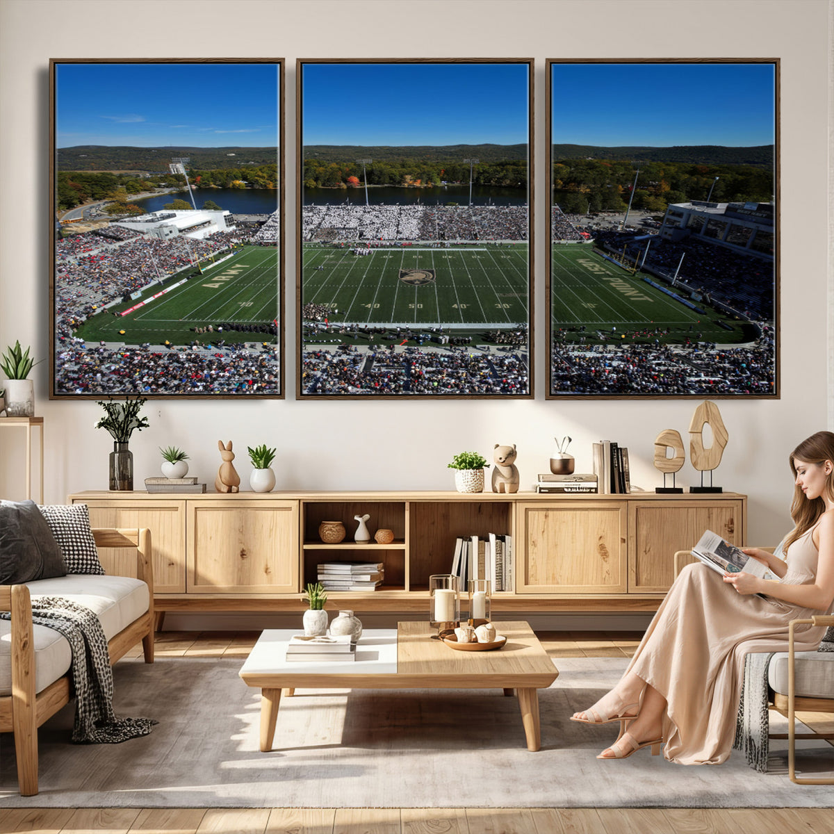 52056-MGV-CV-36X24 - Army Black Knights Football Team Print - West Point Michie Stadium Wall Art Canvas Print