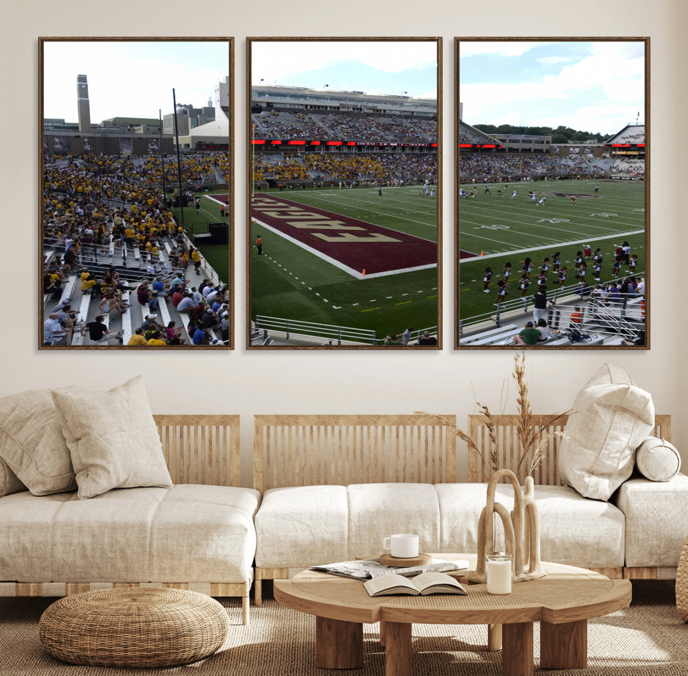 61503-MGV-FC-60X30-3P_Walnut-Boston College Eagles Football Team Print - Boston Alumni Stadium Wall Art Canvas Print