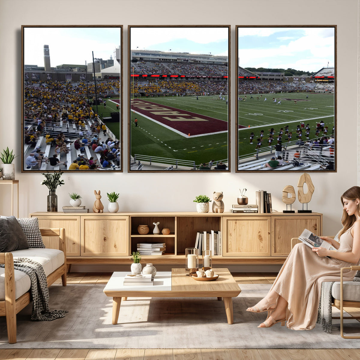 61503-MGV-CV-36X24 - Boston College Eagles Football Team Print - Boston Alumni Stadium Wall Art Canvas Print