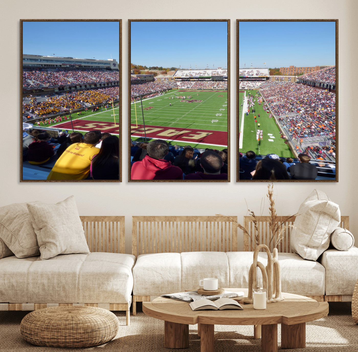 78117-MGV-FC-60X30-3P_Walnut-Boston College Eagles Football Team Print - Boston Alumni Stadium Wall Art Canvas Print