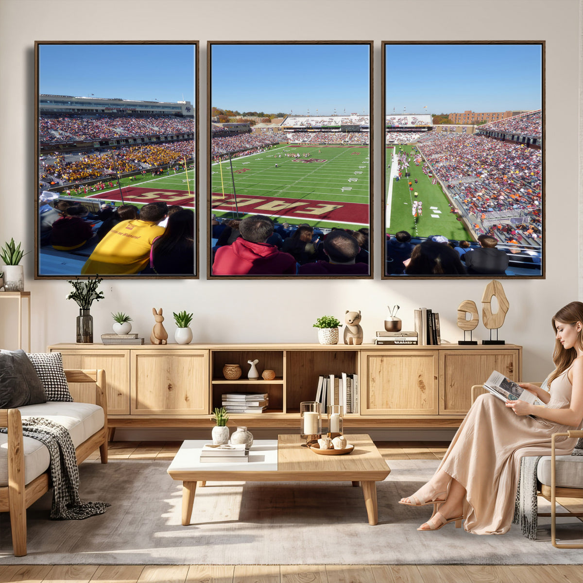 78117-MGV-CV-36X24 - Boston College Eagles Football Team Print - Boston Alumni Stadium Wall Art Canvas Print