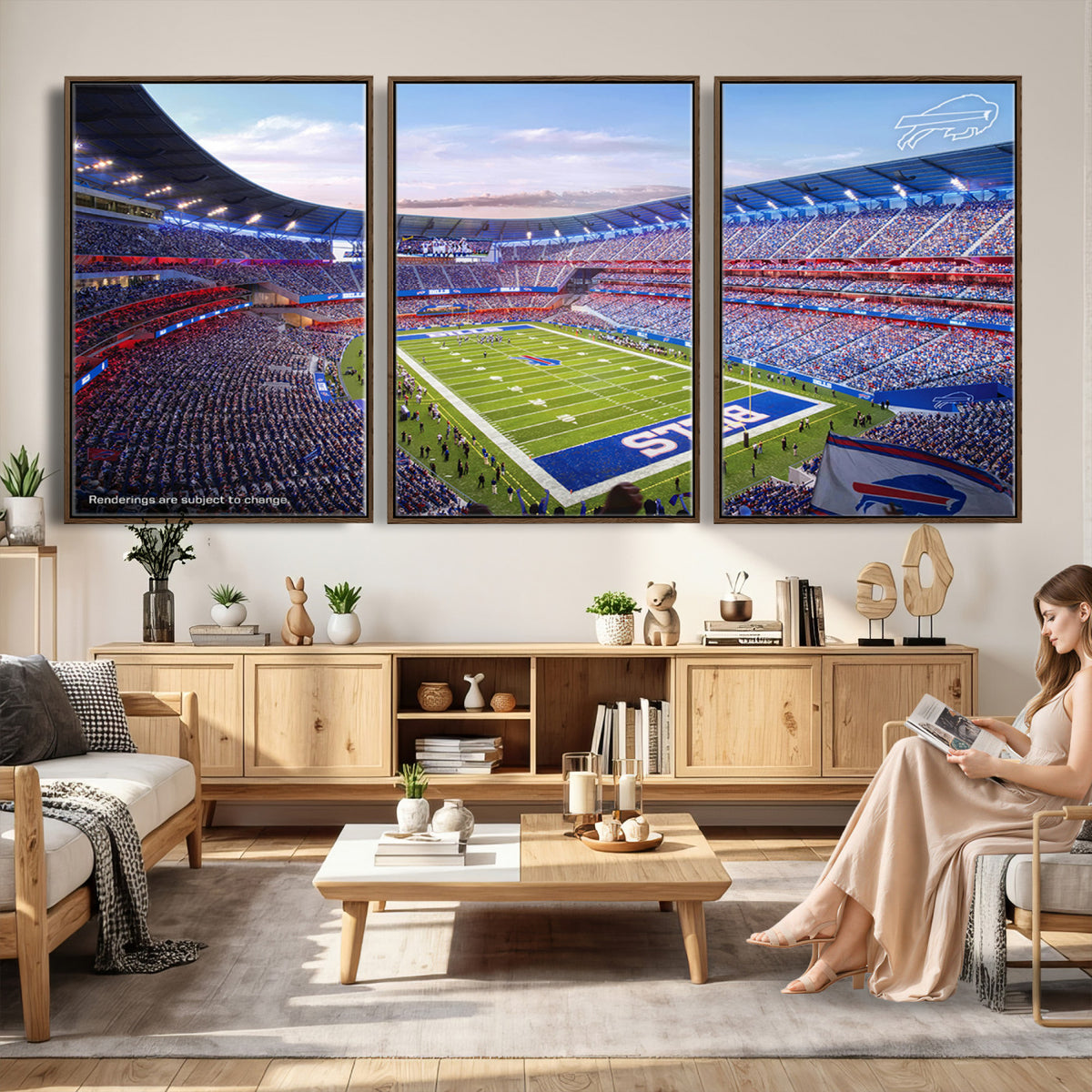 57873-MGV-CV-36X24 - Buffalo Bills Football Team Print Canvas - Buffalo Highmark Stadium Wall Art Canvas Print