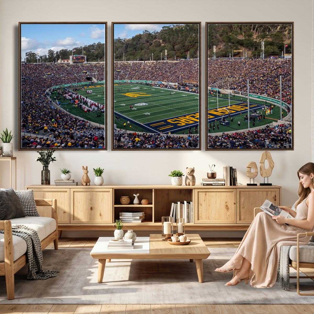 38054-MGV-CV-36X24 - University of California Golden Bears Football Team Print - Berkeley California Memorial Stadium Art