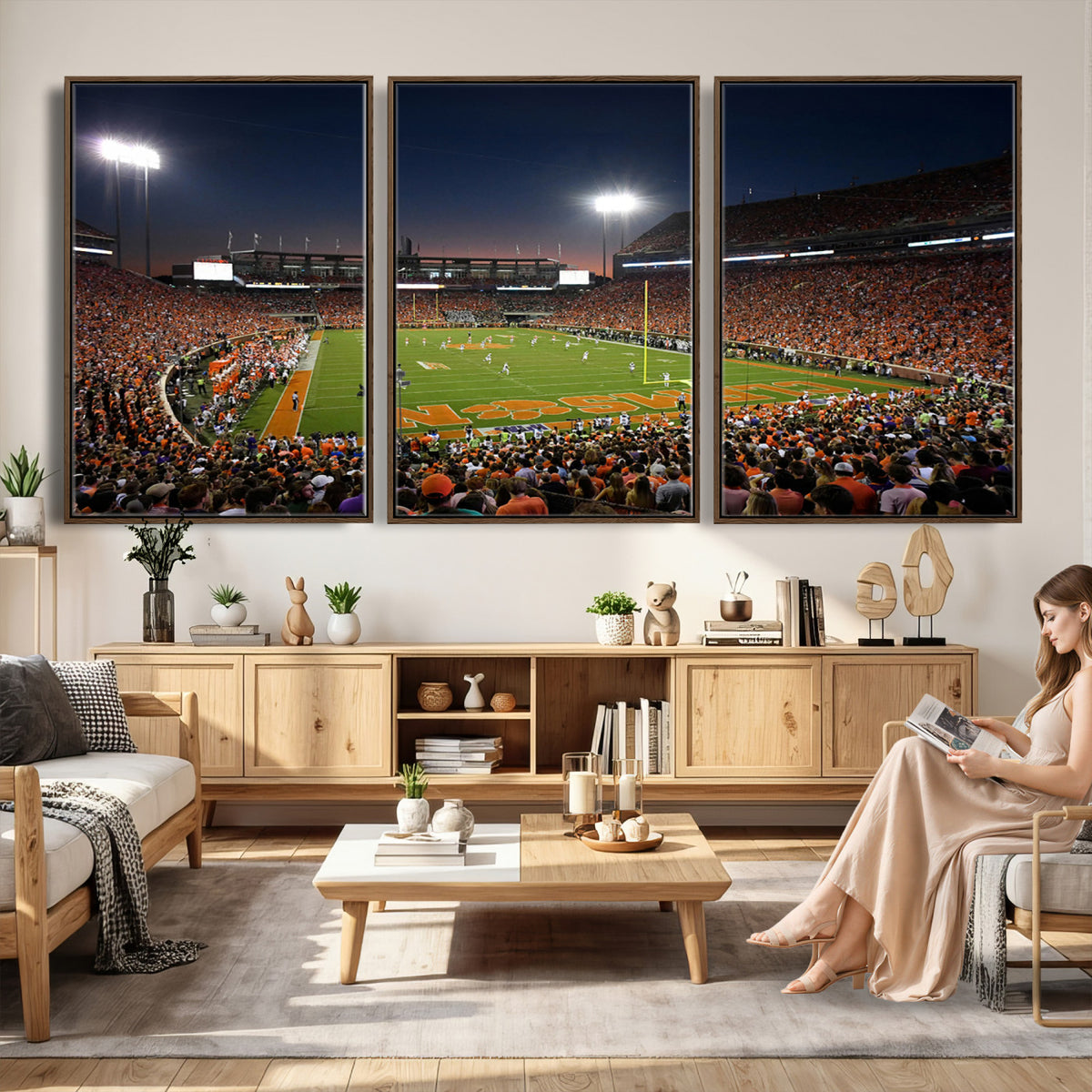 32340-MGV-CV-36X24 - Clemson University Tigers Art Print, Football Team Print