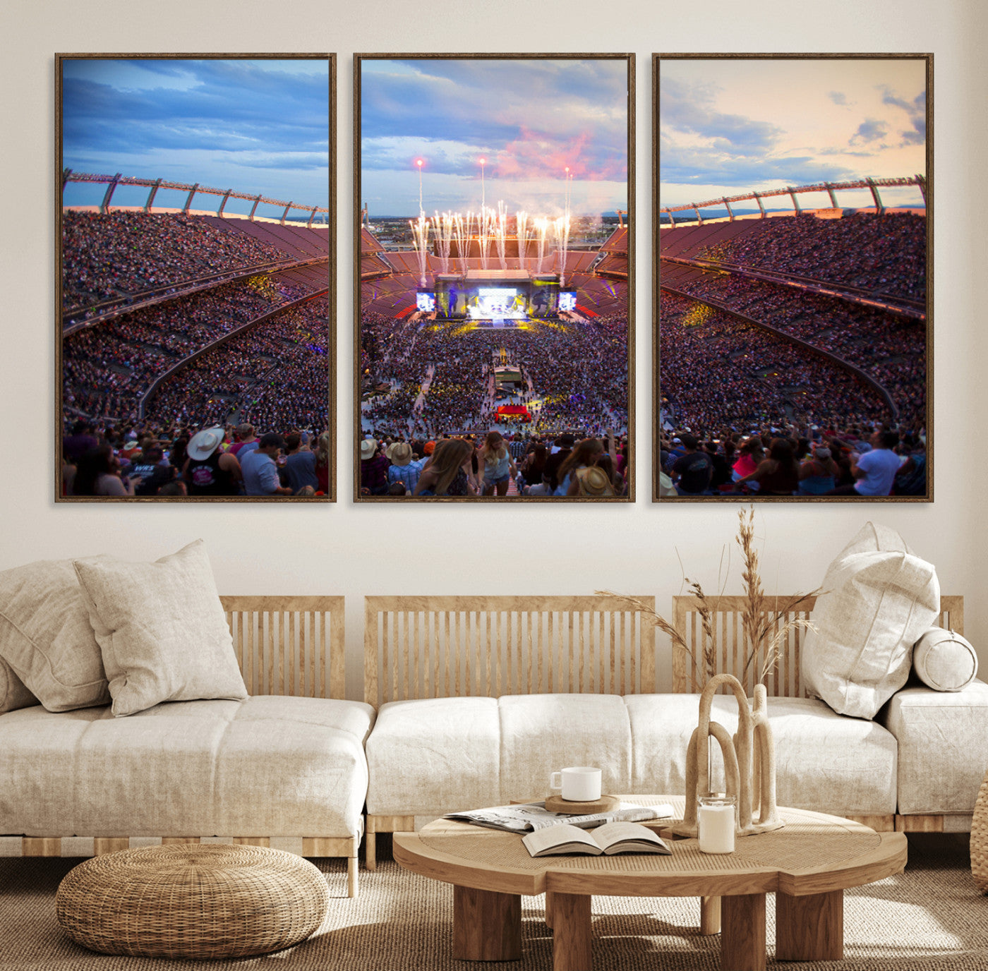24689-MGV-FC-60X30-3P_Walnut-Denver Broncos Football Team Print Canvas- Empower Field at Mile High Stadium Wall Art Canvas Print