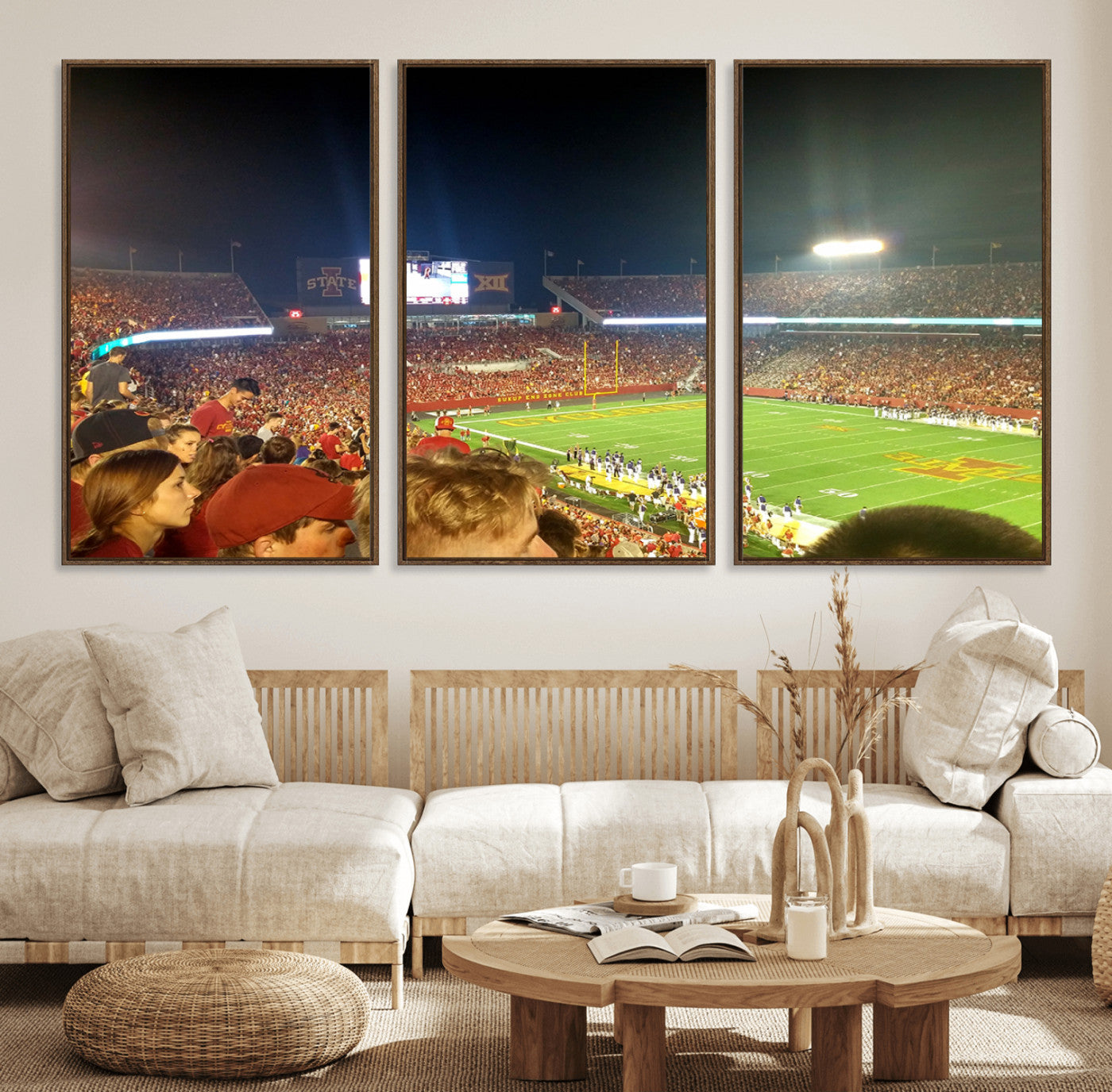 94319-MGV-FC-60X30-3P_Walnut-Iowa State University Cyclones Art Print, Football Team Print - Jack Trice Stadium Ames Wall Art
