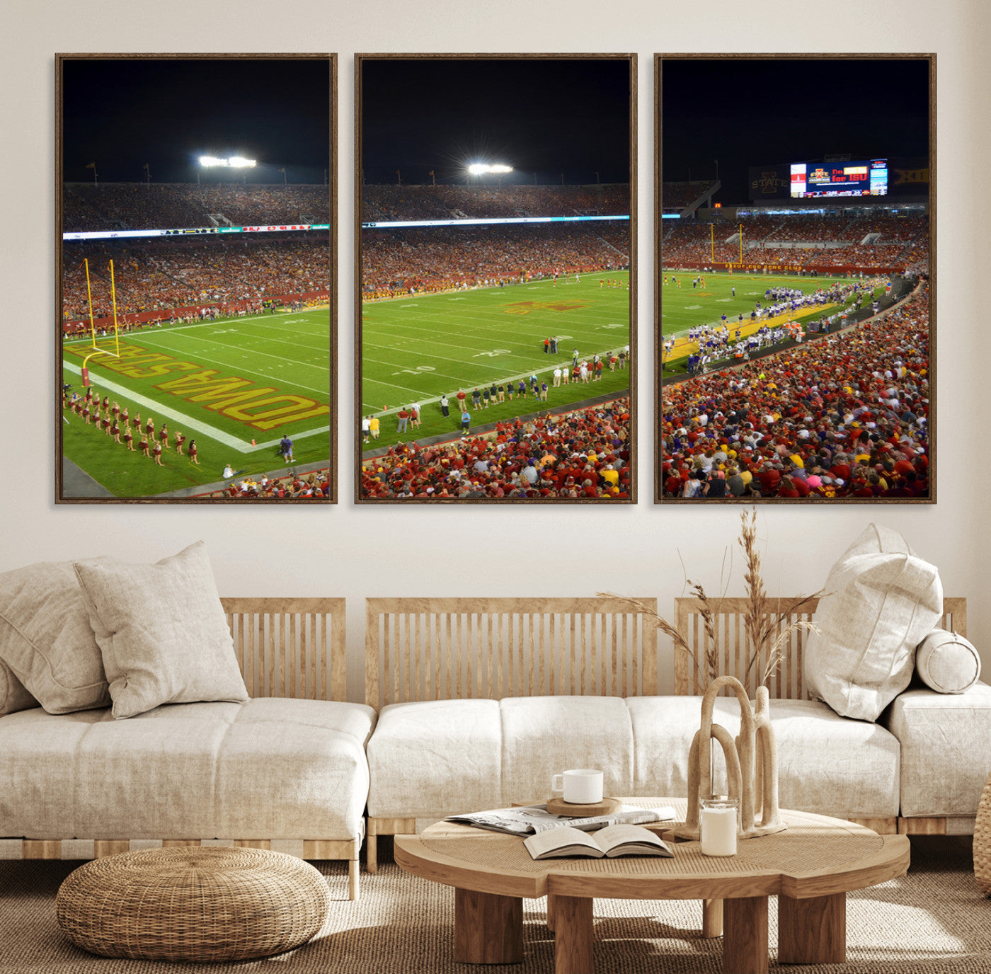 27211-MGV-FC-60X30-3P_Walnut-Iowa State University Cyclones Football Team Print - Ames Jack Trice Stadium Canvas Print