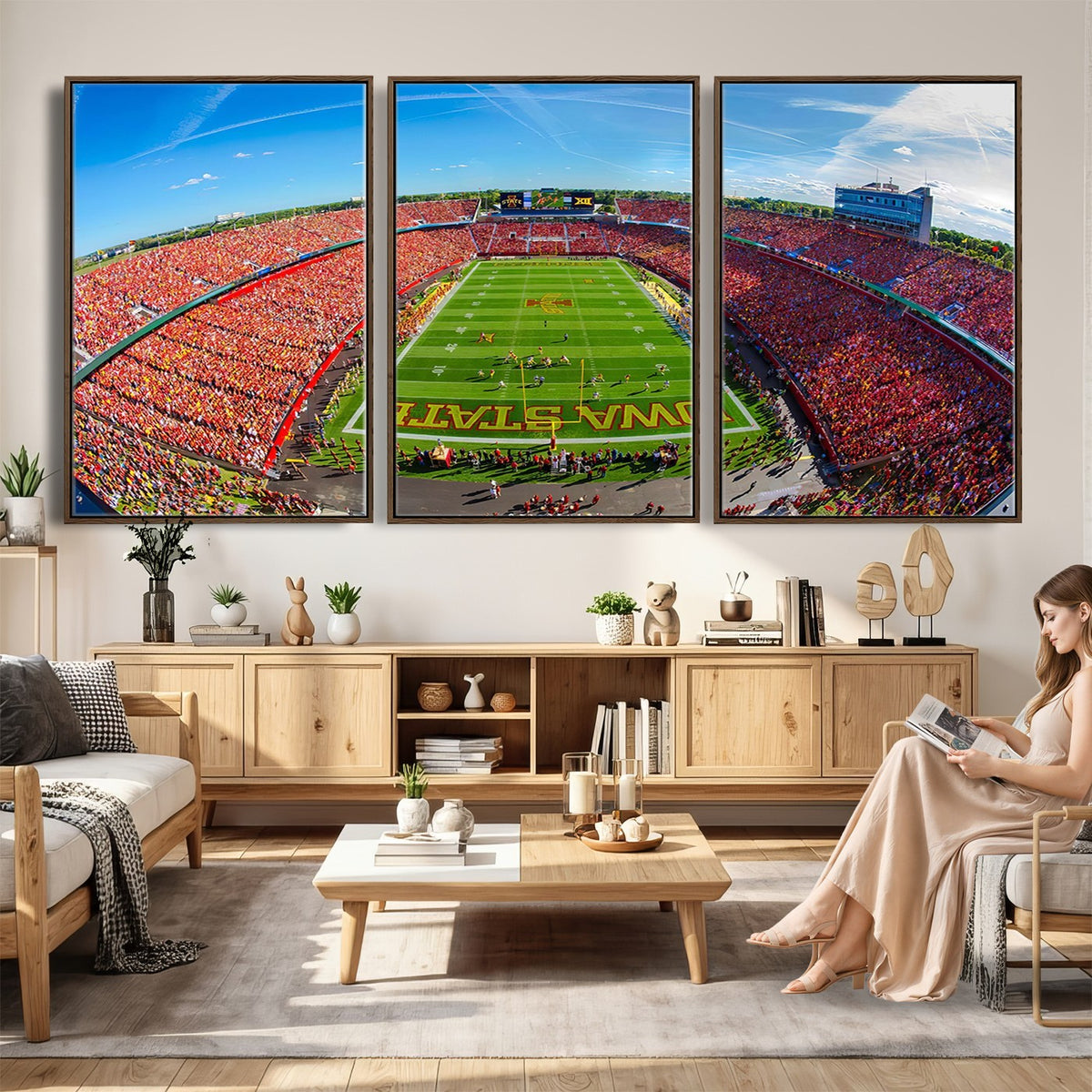 36706-MGV-CV-24X16 - Iowa State University Cyclones Football Team Print, Ames, Framed and Ready to Hang