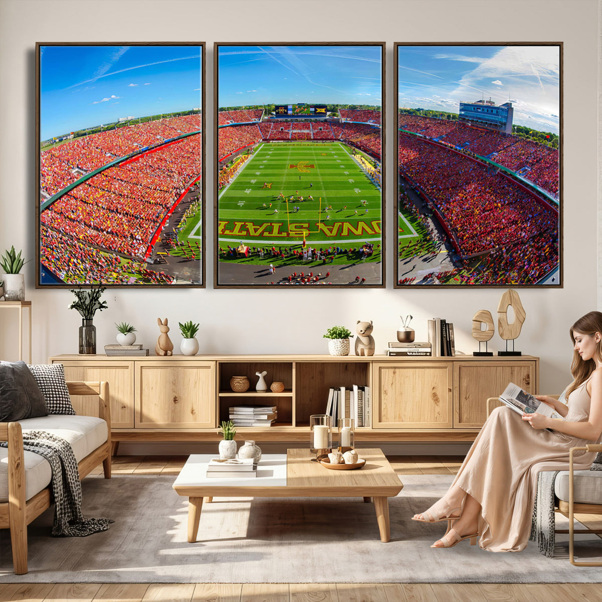 36706-PAN-FL-20X10 - Iowa State University Cyclones Football Team Print - Ames Jack Trice Stadium Art Canvas Print