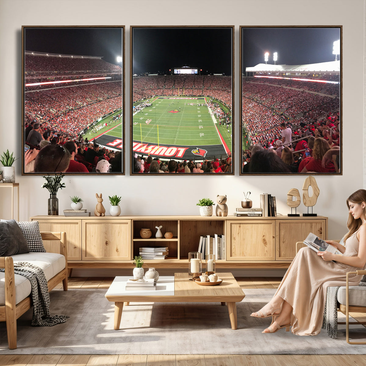 51251-PAN-FL-20X10 - University of Louisville Cardinals Football Team Print - Louisville Cardinal Stadium Wall Art Canvas