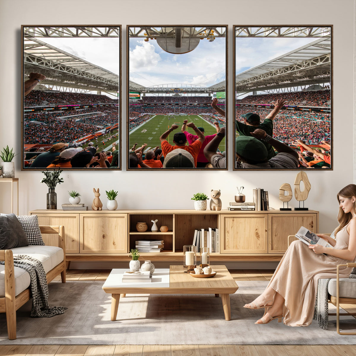 66239-PAN-FL-20X10 - Miami Hurricanes Football Team Wall Art Print - Miami Hard Rock Stadium Wall Art Canvas Print