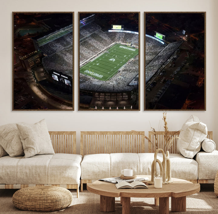 Michigan State Spartans Football Team Print - East Lansing Spartan Stadium Print Wall Art