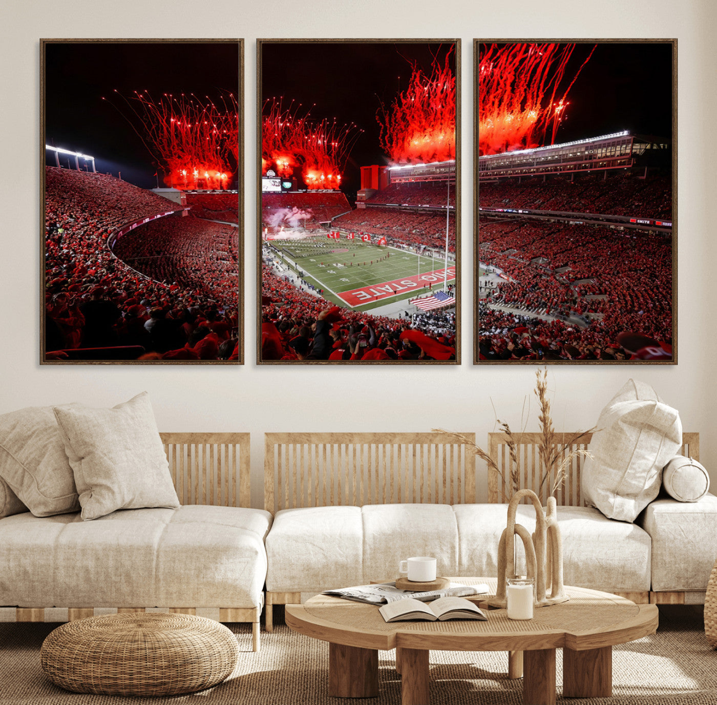 56909-MGV-CV-36X24-Ohio State University Buckeyes Football Team Print - Columbus Ohio Stadium Wall Art Canvas Print