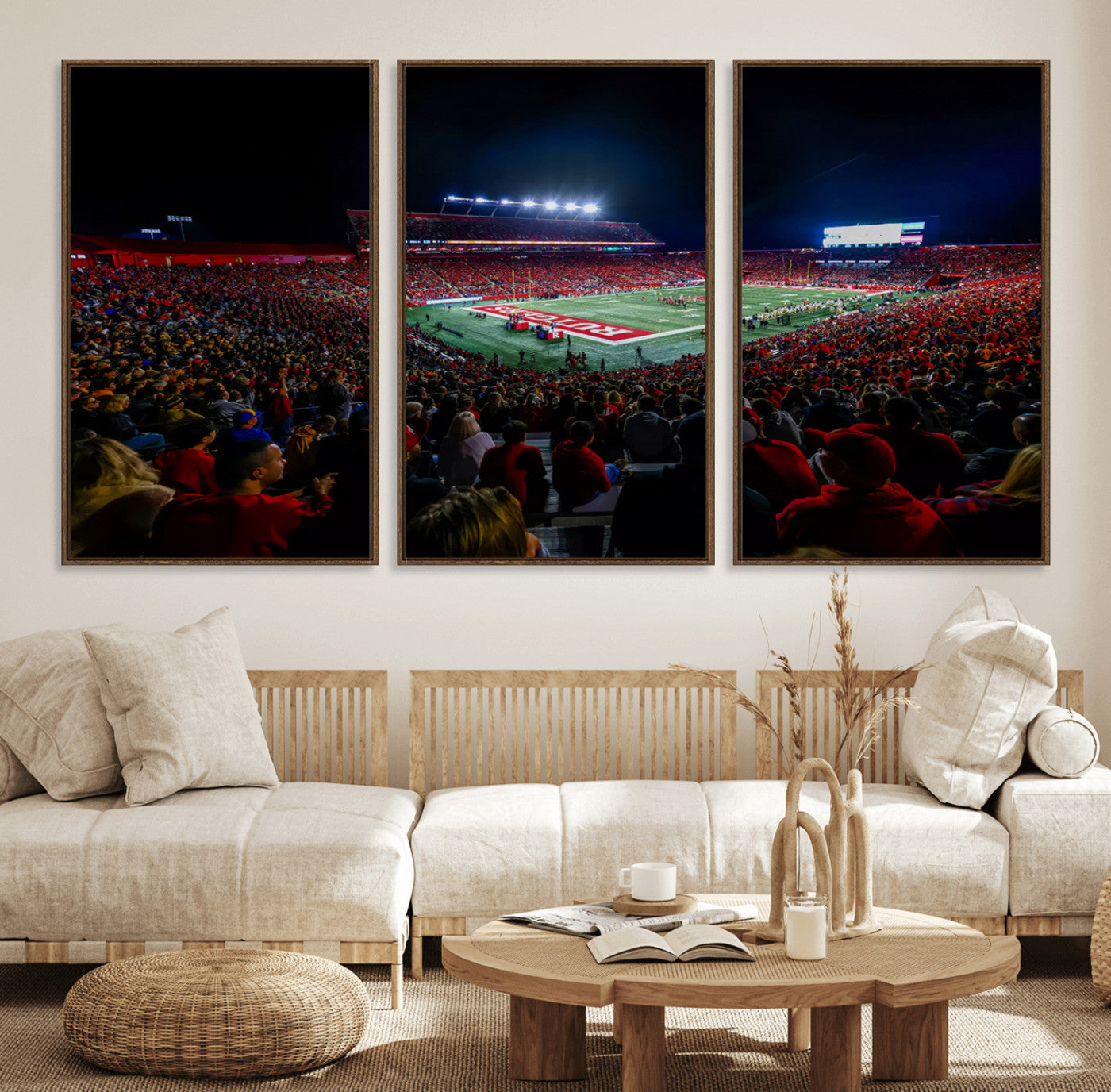 18115-MGV-FC-60X30-3P_Walnut-Rutgers Scarlet Knights Football Team Print - SHI Stadium, Piscataway Wall Art Canvas Print