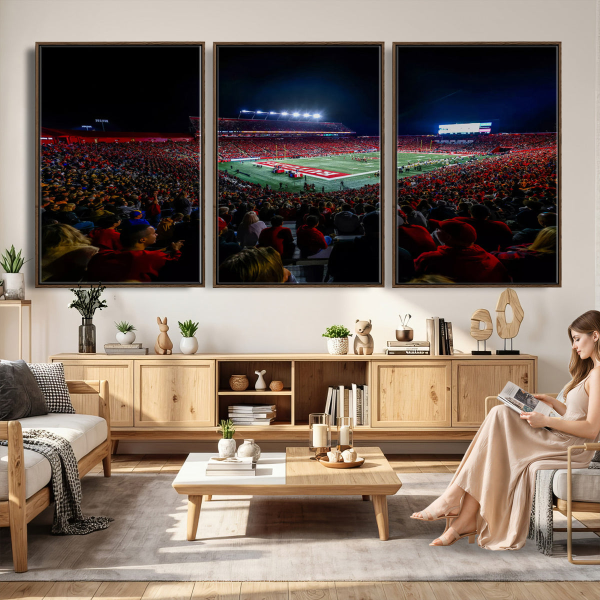 18115-PAN-FL-20X10 - Rutgers Scarlet Knights Football Team Print - SHI Stadium, Piscataway Wall Art Canvas Print