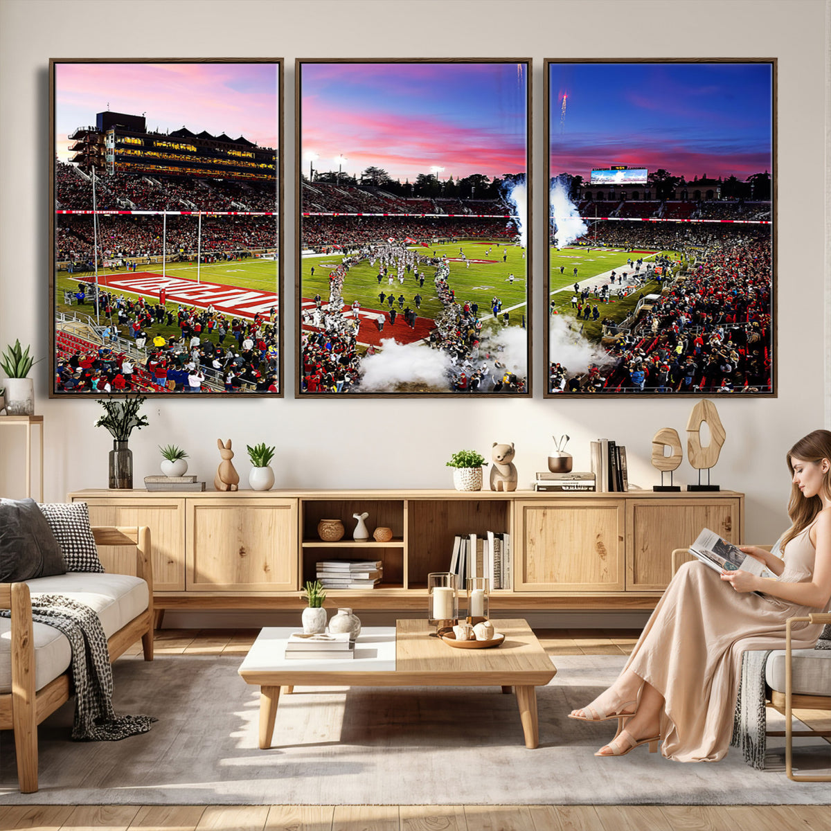25557-PAN-FL-20X10 - Stanford University Cardinal Football Team Print - Stanford Stadium Wall Art Canvas Print