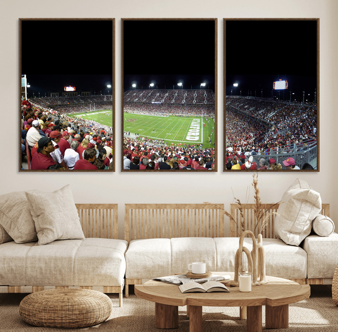 24884-MGV-FC-60X30-3P_Walnut-Stanford University Cardinal Football Team Print - Stanford Stadium Wall Art Canvas Print