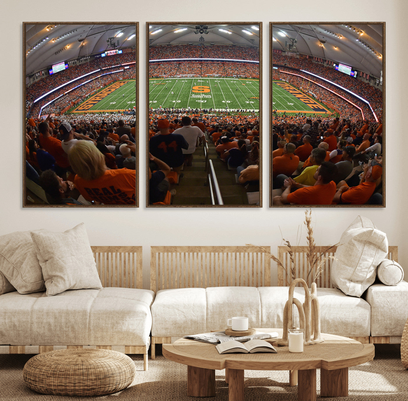 43291-MGV-FC-60X30-3P_Walnut-Syracuse University Orange Football Canvas Print, Football Team Print - Syracuse JMA Wireless Dome