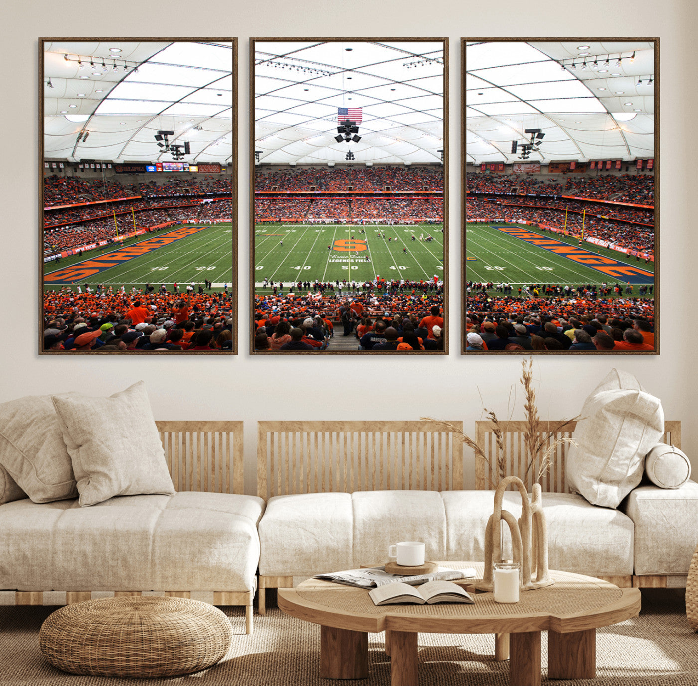 78104-MGV-FC-60X30-3P_Walnut-Syracuse University Orange Football Team Print - Syracuse JMA Wireless Dome Wall Art Canvas Print