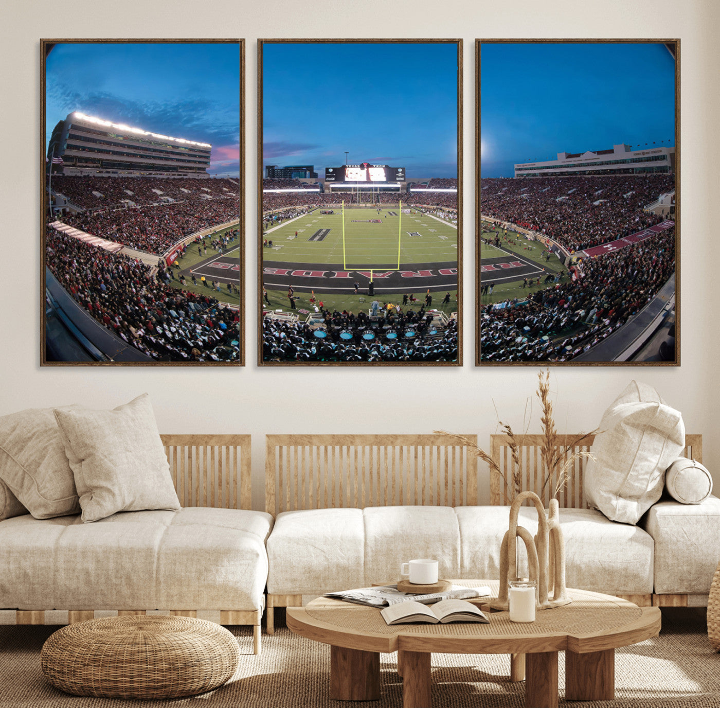 MGV-FC-60X30-3P - Texas Tech Red Raiders Canvas, Framed Football Team Print - Lubbock Jones AT&T Stadium Wall Art