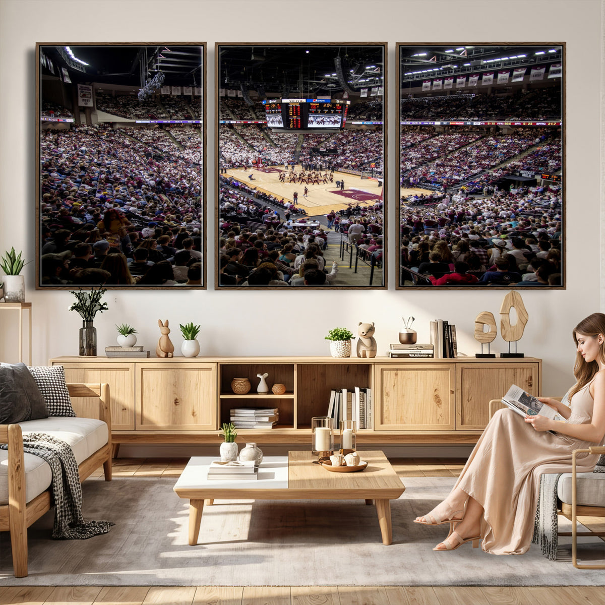 76876-MGV-CV-36X24 - University of Nebraska Cornhuskers Basketball Team Print - Lincoln Red Arena Wall Art Canvas Print