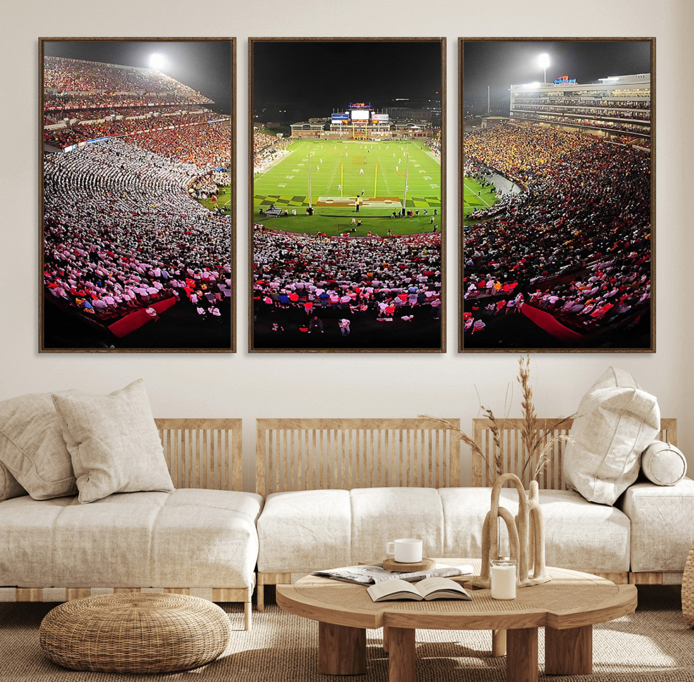 12091-MGV-FC-60X30-3P_Walnut-University of Maryland Terrapins Football Team Print - College Park SECU Stadium Wall Art Canvas