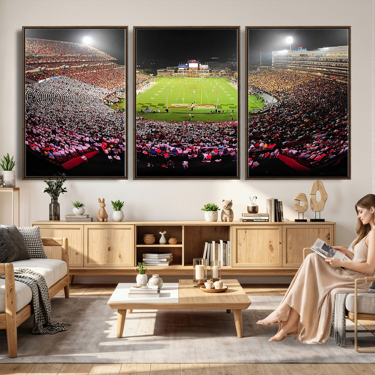 12091-PAN-FL-20X10 - University of Maryland Terrapins Football Team Print - College Park SECU Stadium Wall Art Canvas