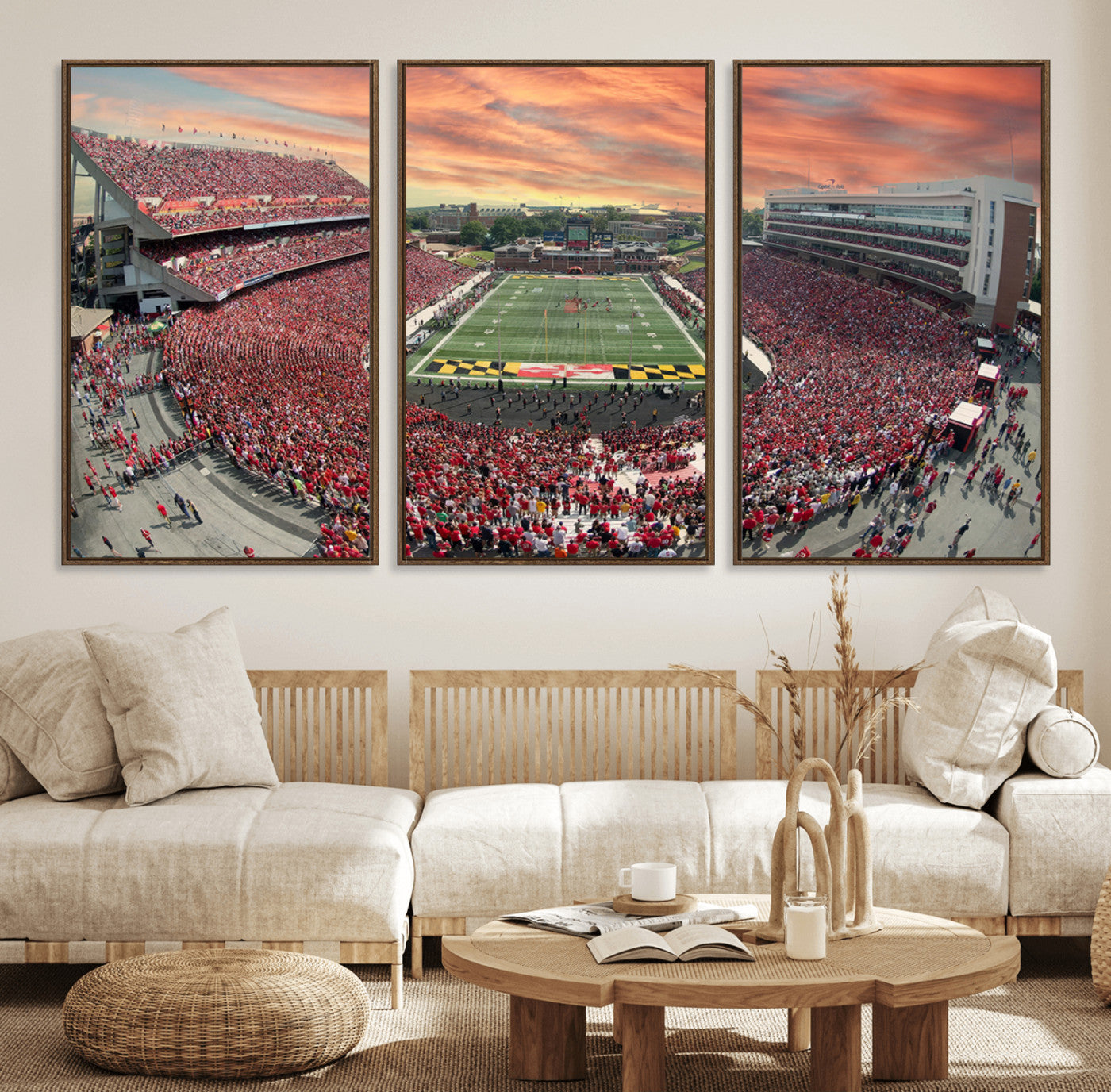 24140-MGV-FC-60X30-3P_Walnut-University of Maryland Terrapins Football Team Print - College Park SECU Stadium Wall Art Canvas
