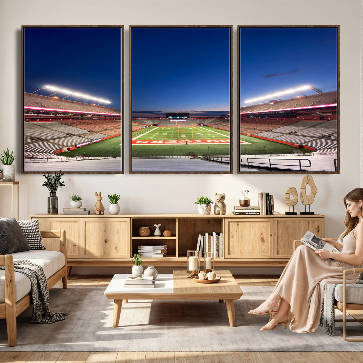 15051-MGV-CV-36X24 - Rutgers Scarlet Knights Football Team Print, Piscataway SHI Stadium