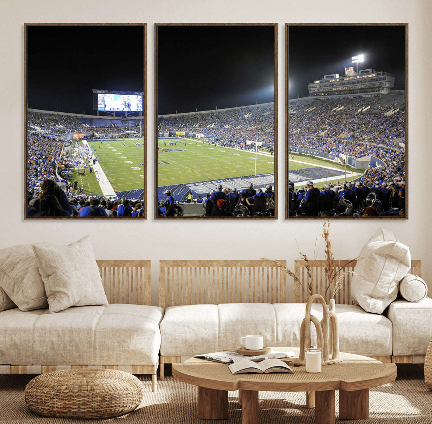 10894-MGV-FC-60X30-3P_Walnut-University of Memphis Tigers Football Team Print - Memphis Simmons Bank Liberty Stadium Wall Art