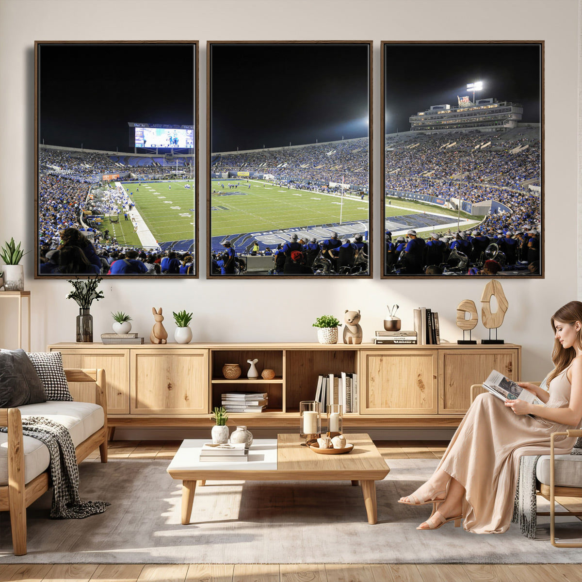 10894-PAN-FL-20X10 - University of Memphis Tigers Football Team Print - Memphis Simmons Bank Liberty Stadium Wall Art