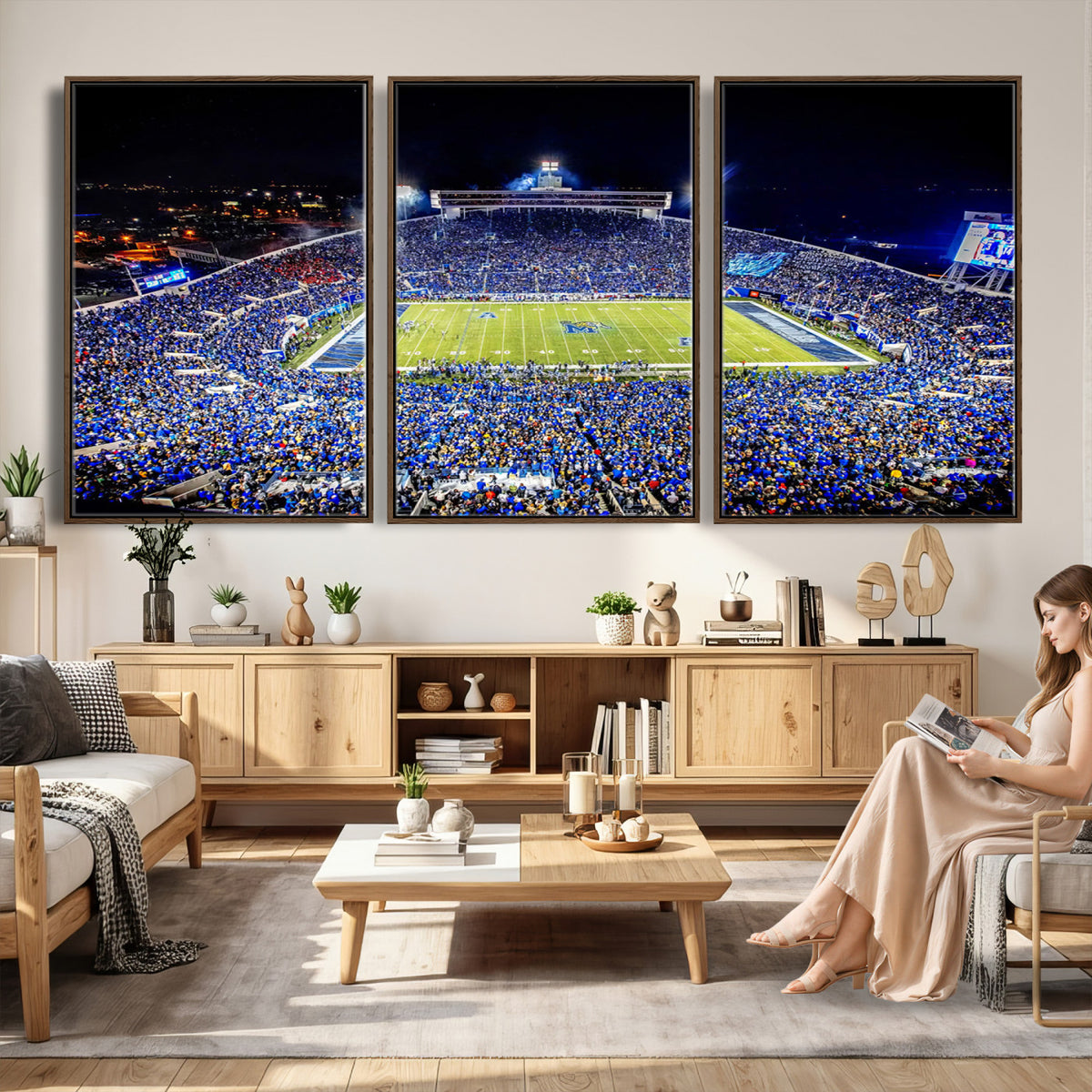 11665-PAN-FL-20X10 - University of Memphis Tigers Football Team Print - Memphis Simmons Bank Liberty Stadium Wall Art