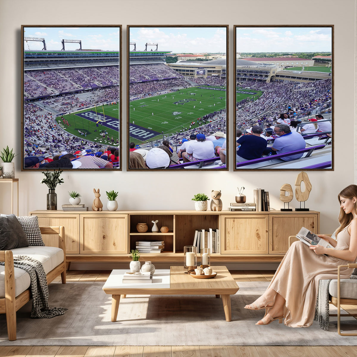 95139-MGV-CV-36X24 - The Texas Christian University TCU Horned Frogs Football Team Print, Fort Worth
