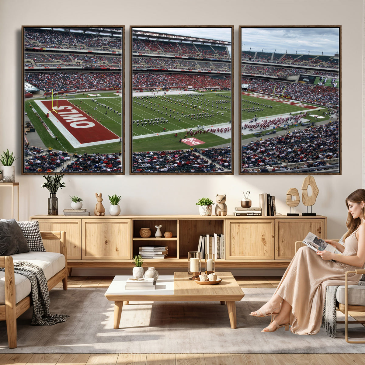 15310-PAN-FL-20X10 - The Temple University Owls Athletics Team Print - Philadelphia Lincoln Financial Field Stadium Wall
