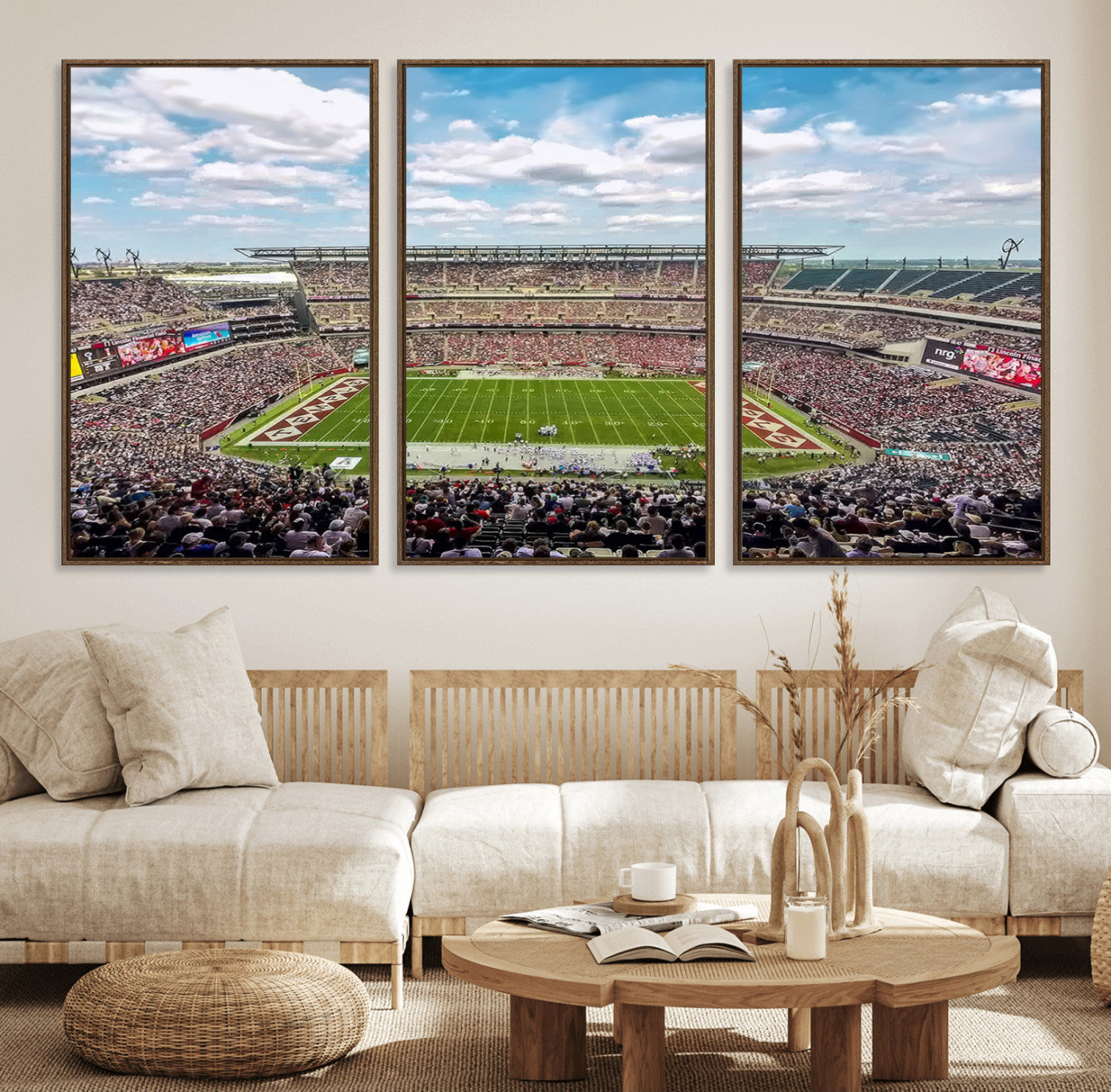 29243-MGV-FC-60X30-3P_Walnut-The Temple University Owls Athletics Team Print - Philadelphia Lincoln Financial Field Stadium Wall