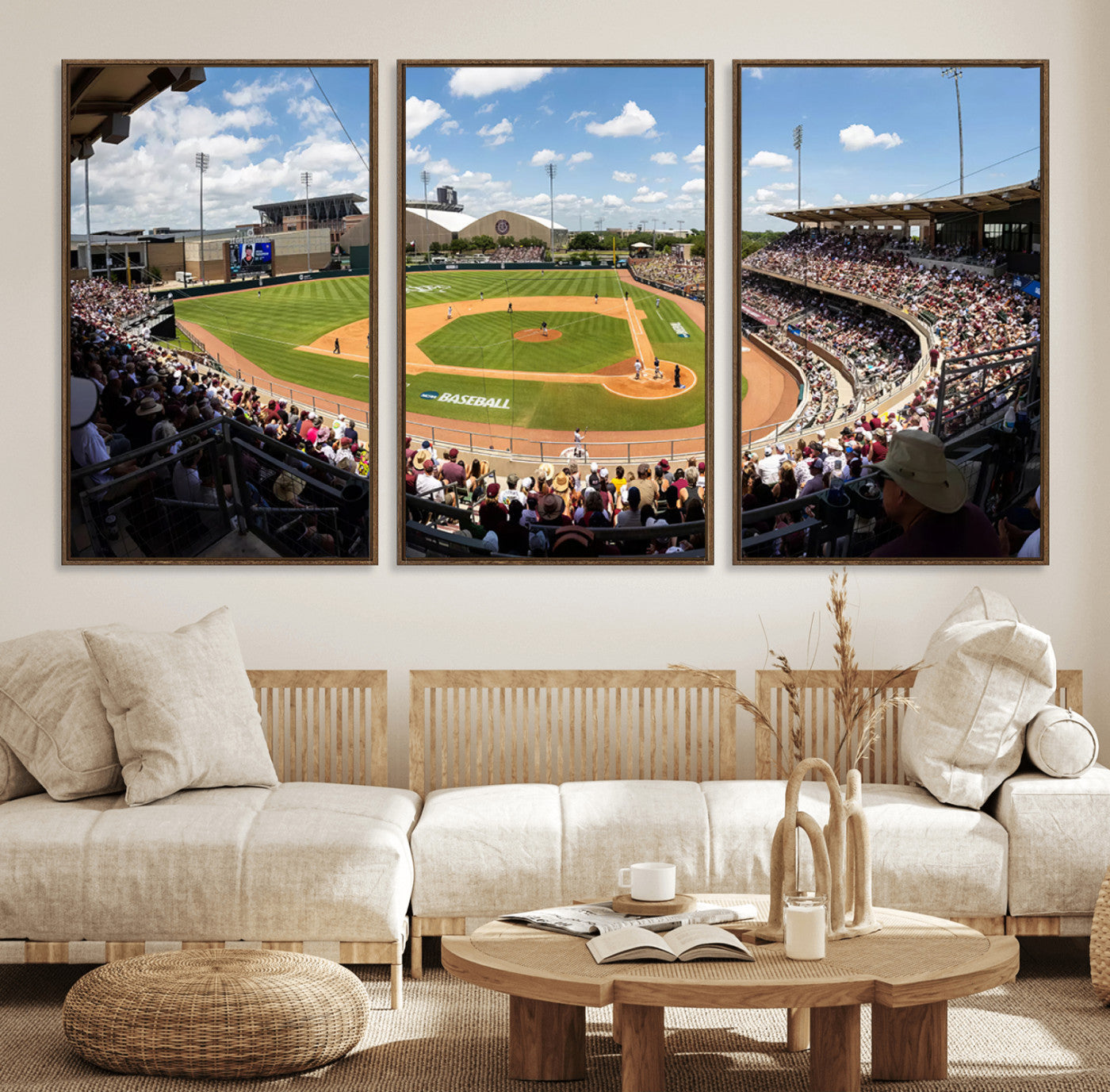 80409-MGV-FC-60X30-3P_Walnut-The Texas A&M University Aggies Athletics Team Print - College Station Kyle Field Wall Art Canvas