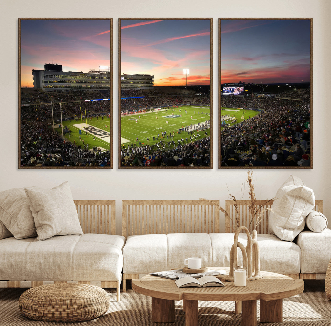 64416-MGV-FC-60X30-3P_Walnut-The University of Connecticut UCONN Huskies Football Team Print - East Hartford Pratt & Whitney