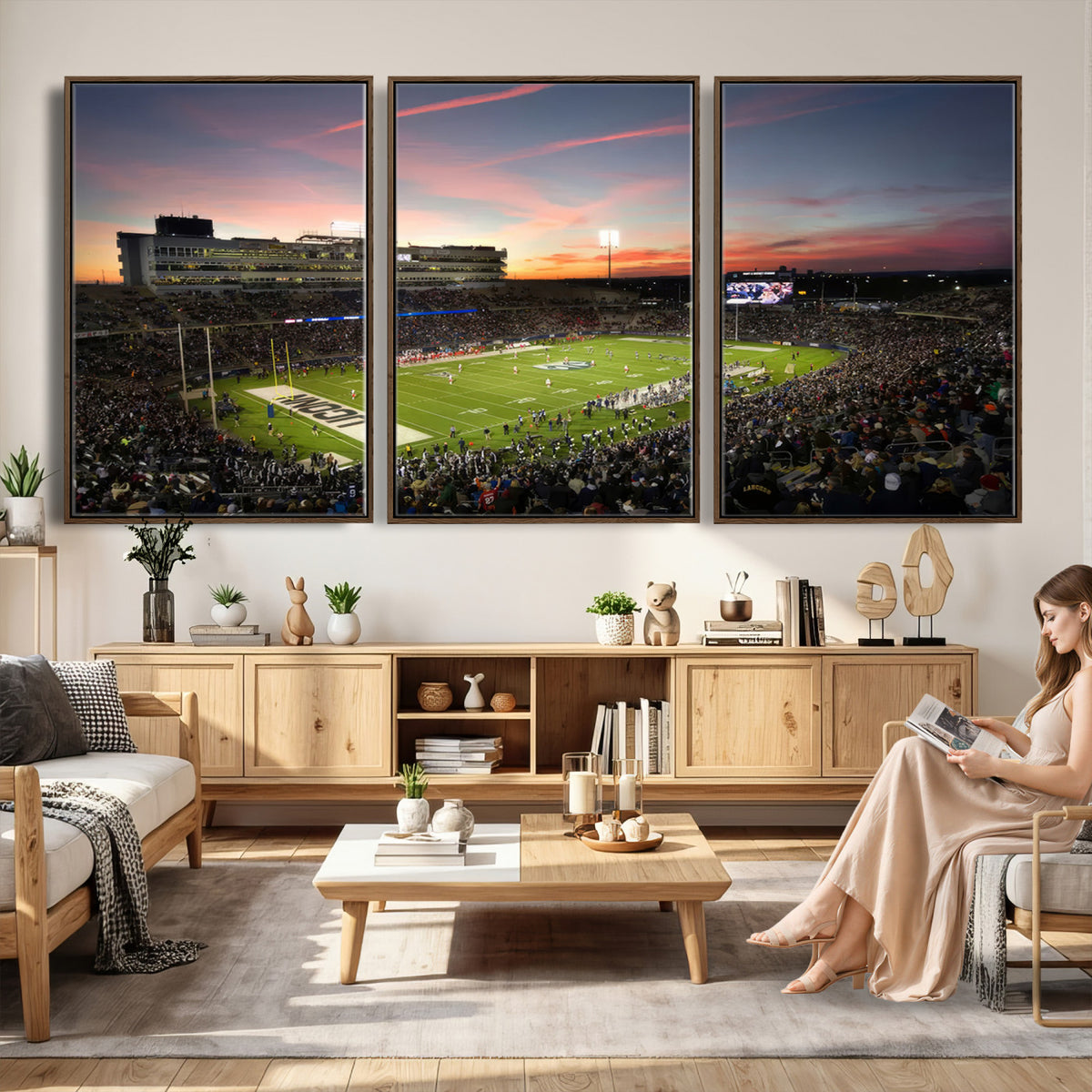 64416-MGV-CV-36X24 - The University of Connecticut UCONN Huskies Football Team Print, Framed and Ready to Hang