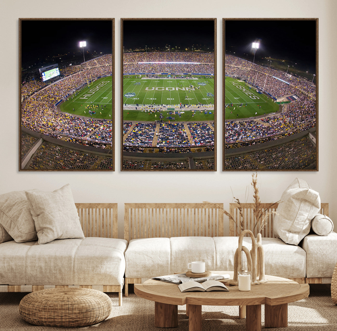 52855-MGV-FC-60X30-3P_Walnut-The University of Connecticut UCONN Huskies Football Team Print - East Hartford Pratt & Whitney