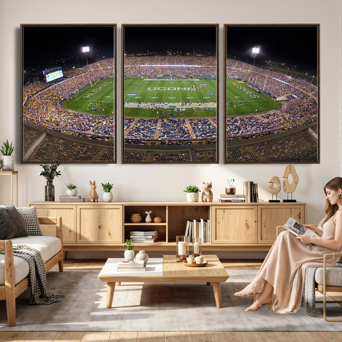 52855-MGV-CV-36X24 - The University of Connecticut UCONN Huskies Football Team Print, East Hartford