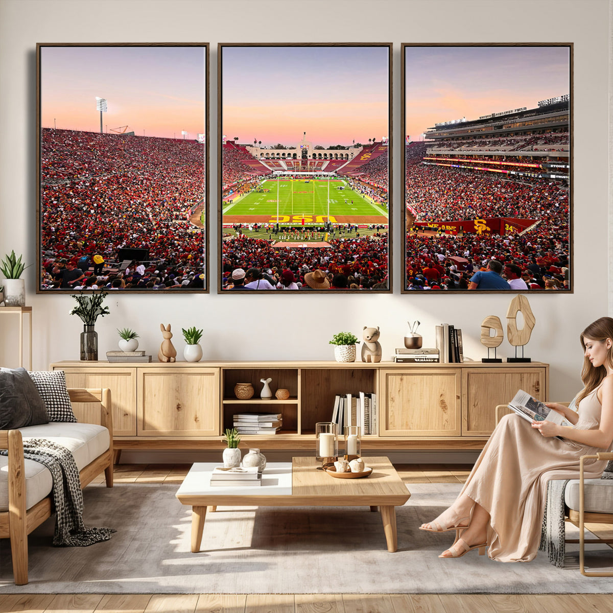 39904-MGV-CV-36X24 - The University of Southern California USC Trojans Football Team Print, Home Bar Wall Decor