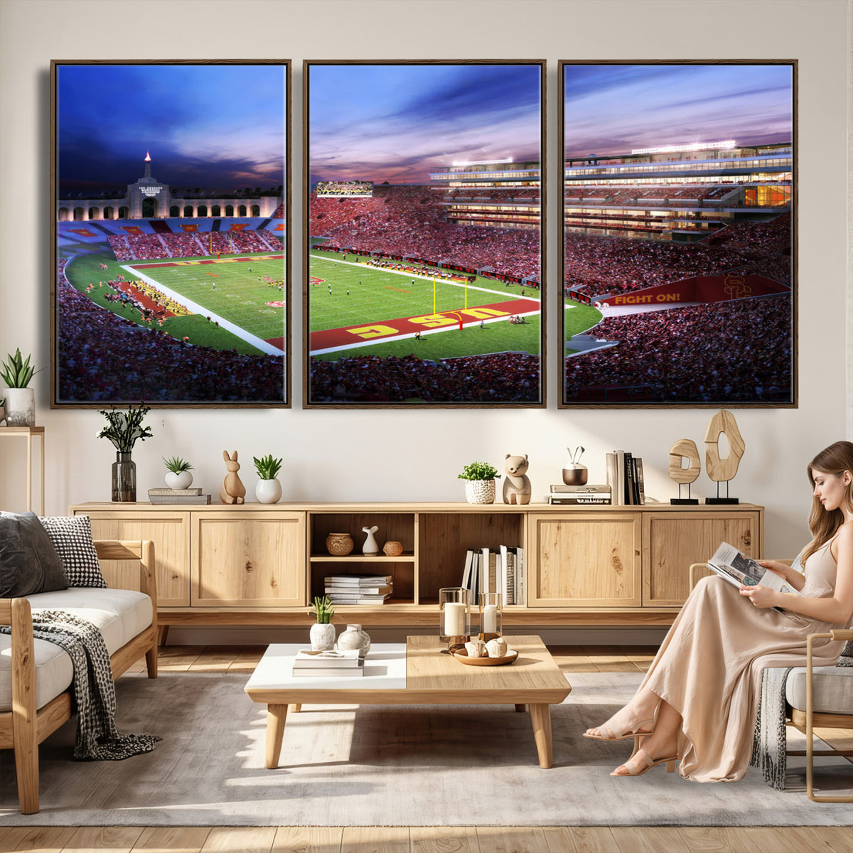 71879-MGV-CV-36X24 - The University of Southern California USC Trojans Football Team Print, Framed and Ready to Hang