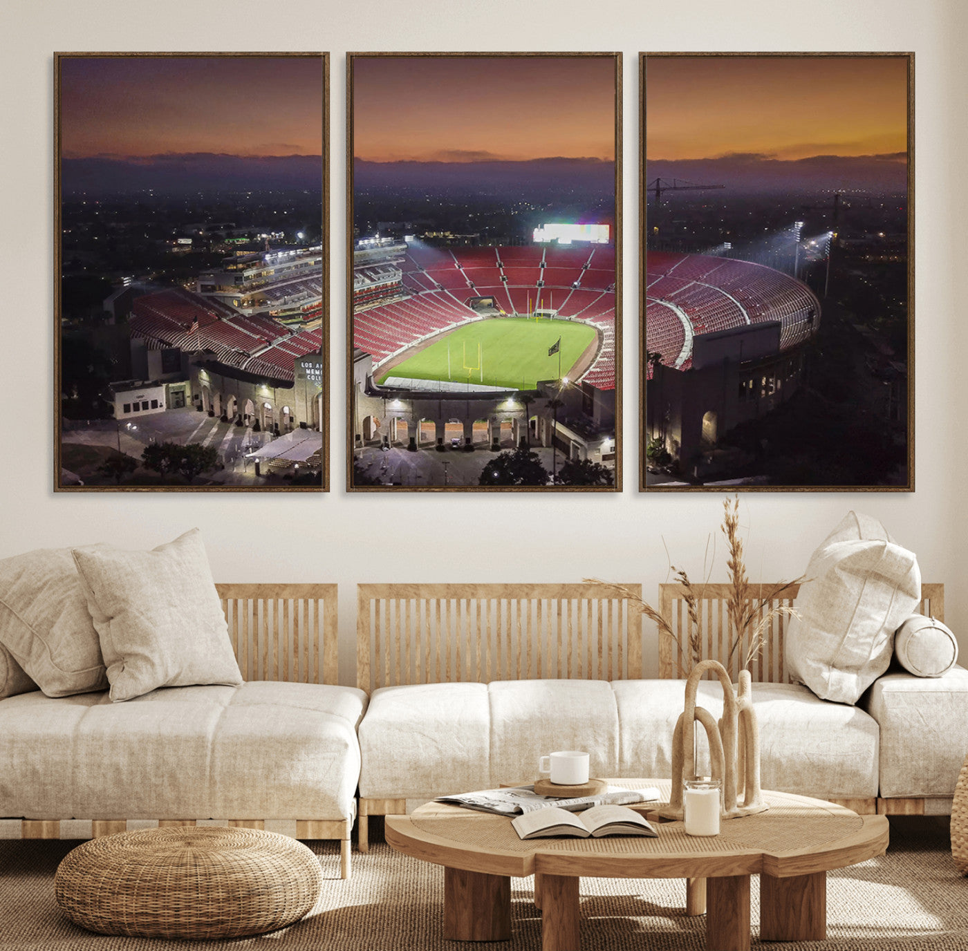 MGV-FC-60X30-3P - The University of Southern California USC Trojans Football Team Print - Los Angeles Memorial