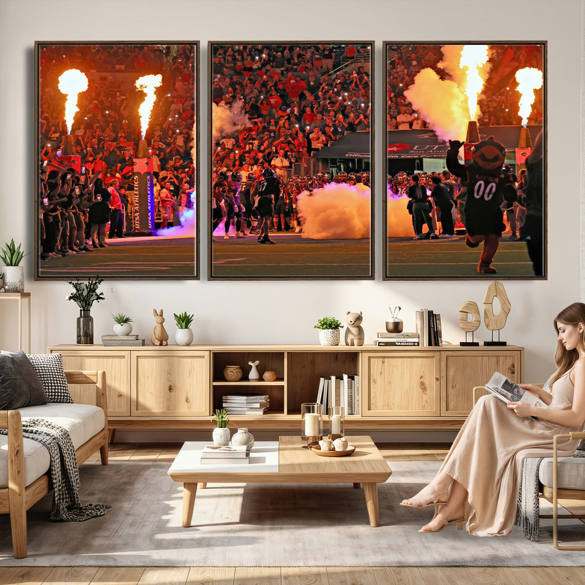 98664-MGV-CV-36X24 - The University of Texas at San Antonio Roadrunners Football Team Print, Extra Large Game Room Wall Decor