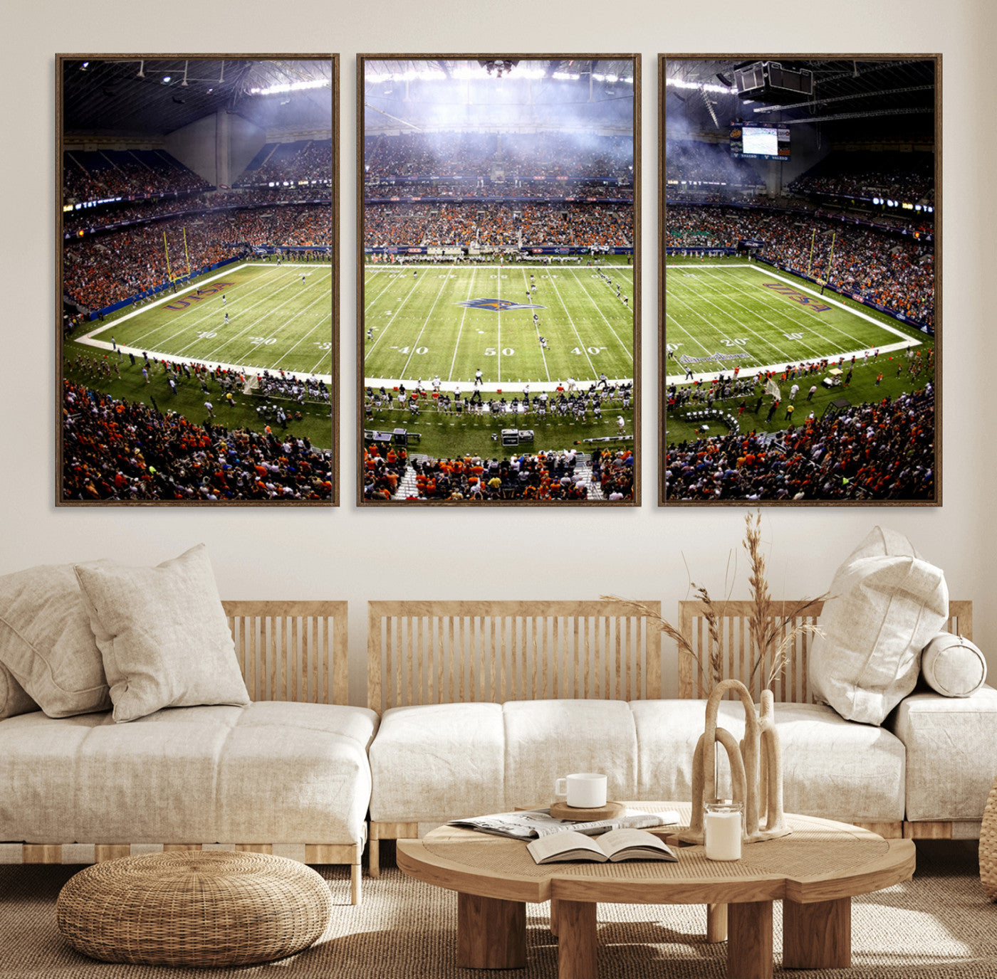 46972-MGV-FC-60X30-3P_Walnut-The University of Texas at San Antonio Roadrunners Football Team Print - San Antonio Alamodome Wall