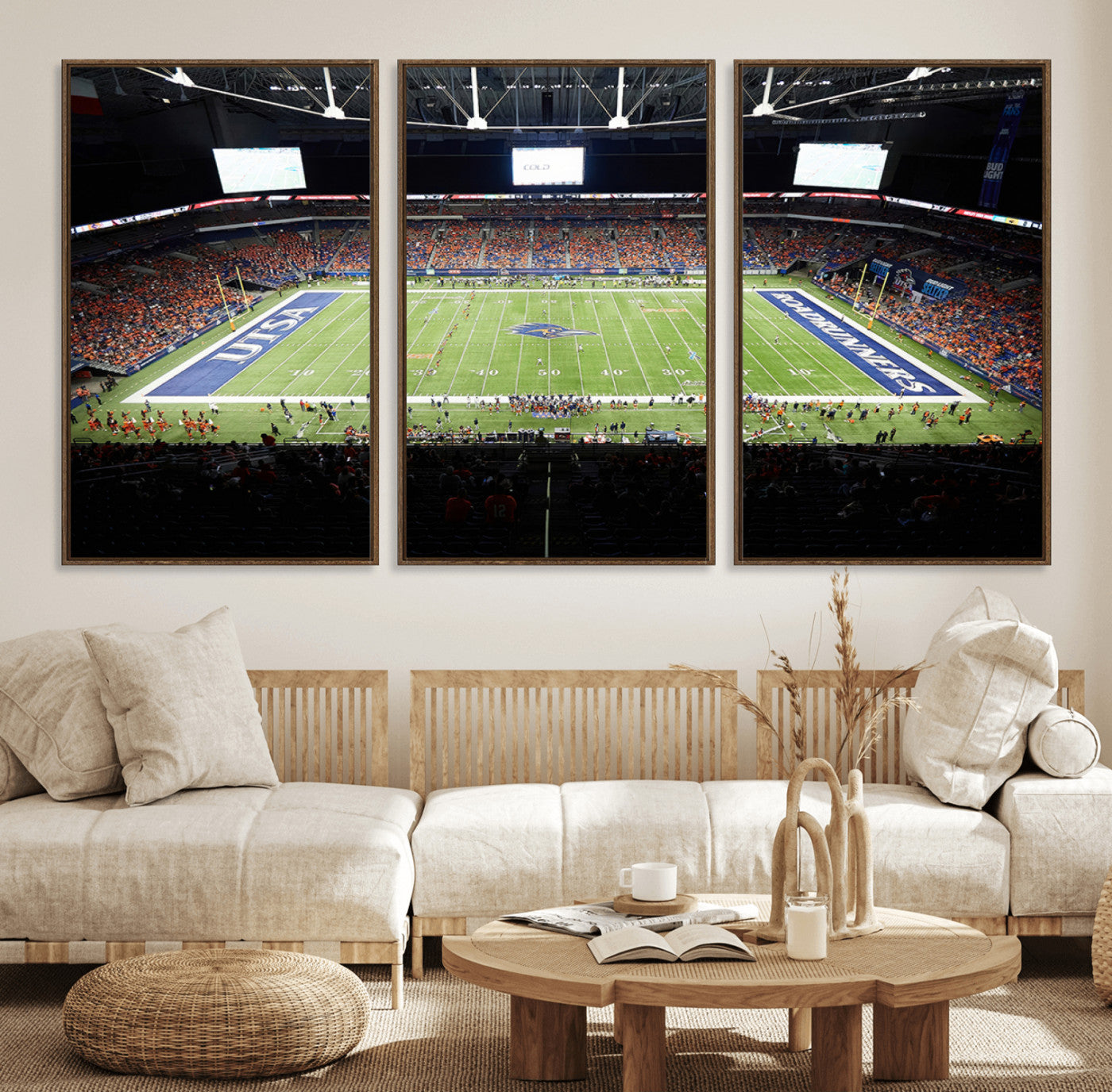 98617-MGV-FC-60X30-3P_Walnut-The University of Texas at San Antonio Roadrunners Football Team Print - San Antonio Alamodome Wall