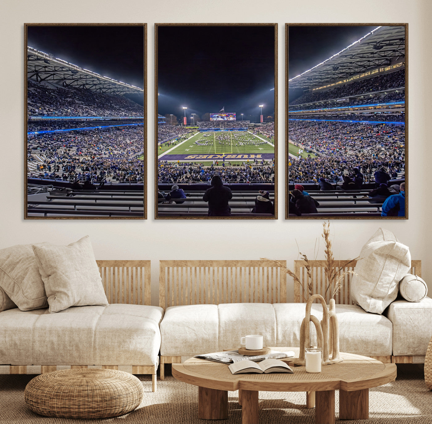 MGV-FC-60X30-3P - The University of Washington Huskies Football Team Print - Seattle Husky Stadium Wall Art Canvas