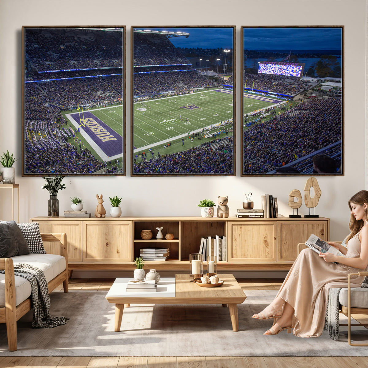 84780-MGV-CV-36X24 - The University of Washington Huskies Football Team Print, Framed and Ready to Hang